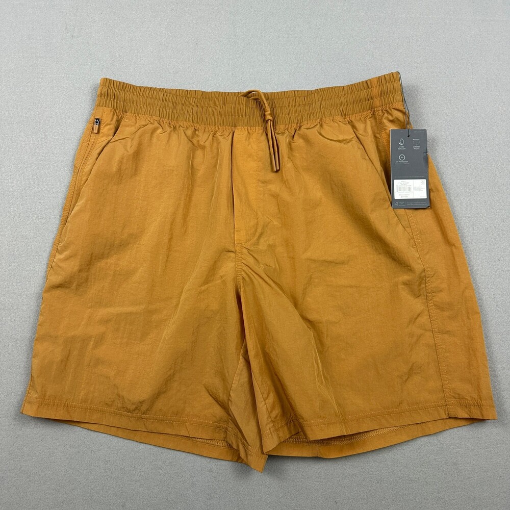 VRST Shorts Men Large Gold All-In Unlined Lightweight Drawstring Zip Pocket L
